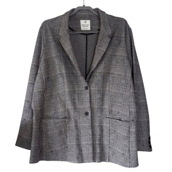 Denver Hayes Academia Preppy Oxford Ponte Knit Lady Like Plaid Blazer XXL - Picture 1 of 6